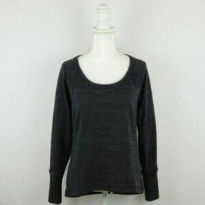 Athleta No Sweatin' It Women's Small Black Gray Knit Scoop Neck Sweatshirt